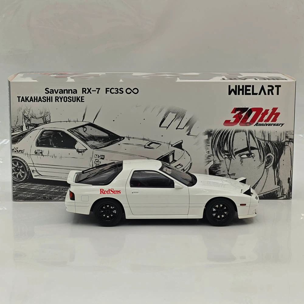 WHELART 1:18 RX7 FC3S Initial D 30e Anniversaire Voiture miniature en alliage + figurine
