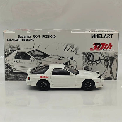 WHELART 1:18 RX7 FC3S Initial D 30e Anniversaire Voiture miniature en alliage + figurine