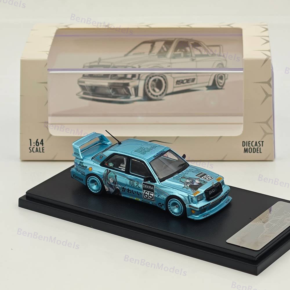 1/64 RM Mercedes Benz 190 EVO II Blue Wide-Body Modified Diecast Model Car