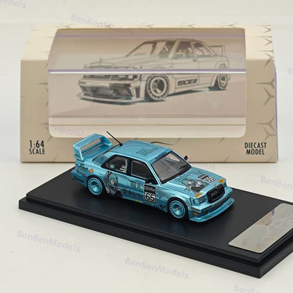1/64 RM Mercedes Benz 190 EVO II Blue Wide-Body Modified Diecast Model Car
