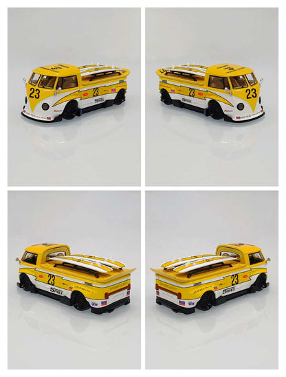 LMLF 1:64 VW T1 Wide body Pickup Truck Diecast Toys Car Models Collection Gifts Limited Edition