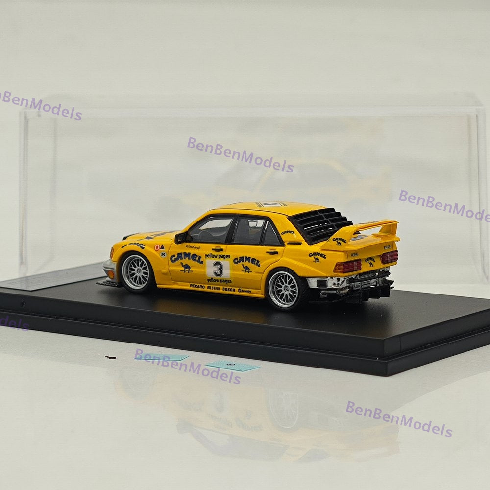 1/64 DCM 190E W201 #3 Camel Yellow Modified Diecast Metal Car