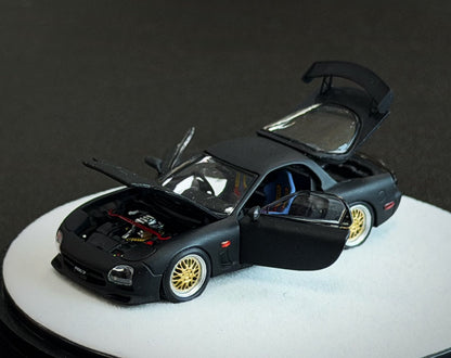 PGM 1:64 Mazda RX7 Regular/Luxury Matte Black Can Open The Doors and Covers