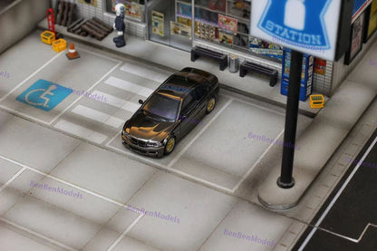 Pre-sale SH 1/64 E46 Chrome Black with BBS & Original Wheels Diecast Model Car