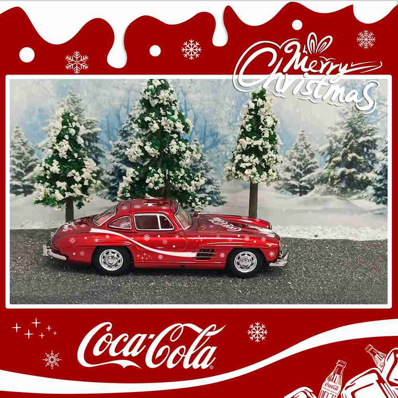 Seeker 1:64 Mercedes Benz 300SL Alloy Car Model Christmas Painting Collection Diecast Toys Car Miniature Hobby Gifts