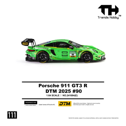 Th 1:64 Scale 911 GT3 R DTM Racing 90# 2025 Season Alloy Open Cover Diecast Car Model Gifts