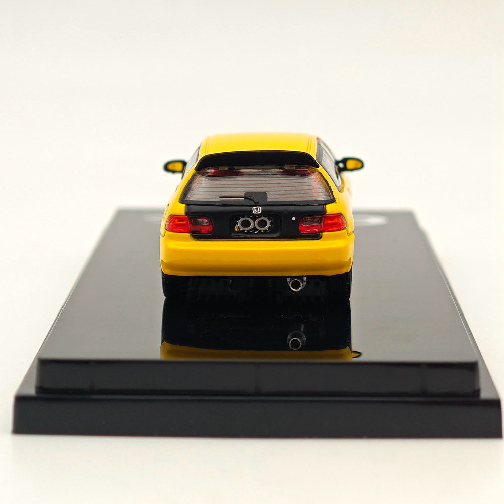 Hobby Japan 1/64 Honda CIVIC (EG6) JDM Style Customized Version With Engine Display Model Yellow HJ642017AY Diecast Models Car Collection(Ships from the United States)