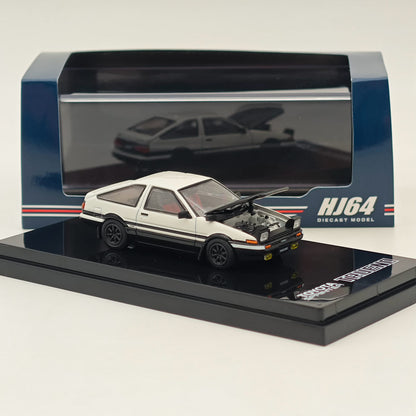 Hobby Japan 1/64 Toyota SPRINTER TRUENO GT APEX(AE86) JDM Style with CARBON BONNET White HJ641052BWB Diecast Model Car
