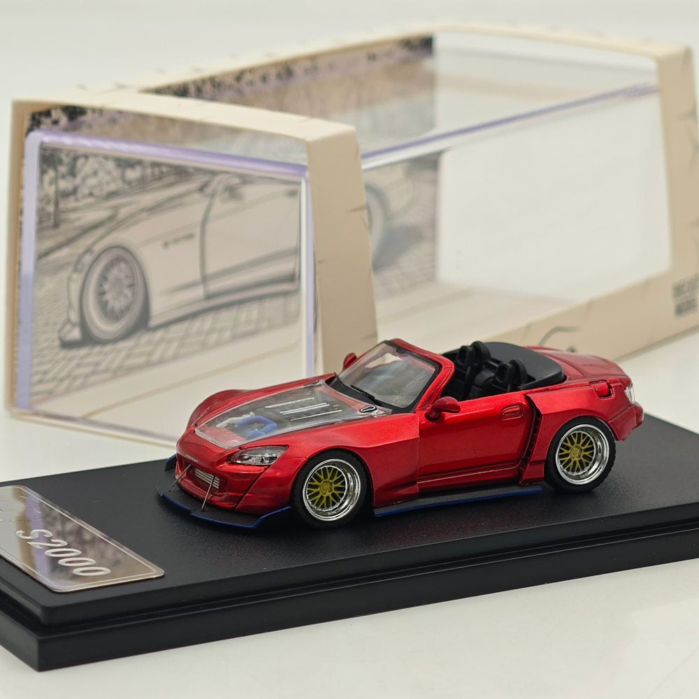 Rhino Model RM 1:64 S2000 Color changing purple/Red Wide body modified convertible hardtop Diecast Model Car Collectible