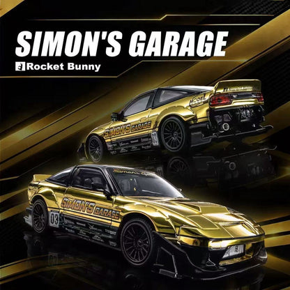 Model Model 1/64 180SX Rocket Rabbit Bunny Coating Co branded Simon's Garage Foshan APAxpo Exhibition Edition Diecast Model Car