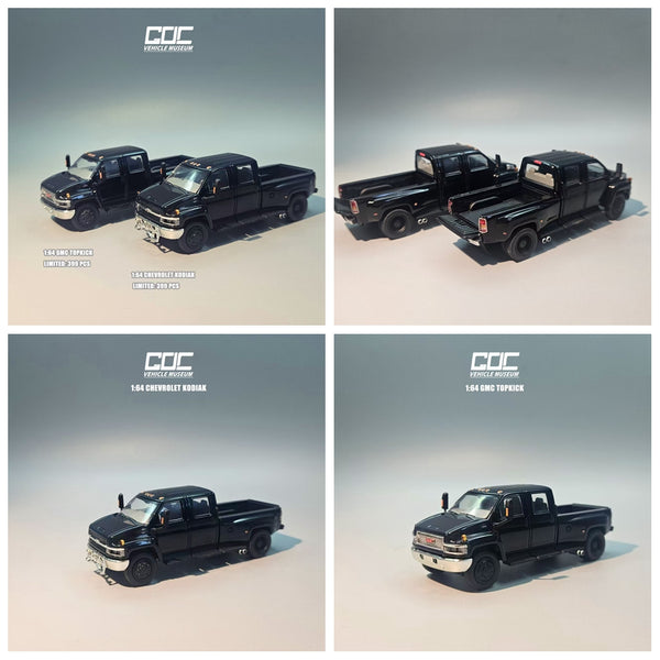 Pre-sale 1/64 GOC Chevrolet Kodiac & GMC Topkick C4500 Pickup Diecast Black