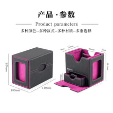 Side-Loading Window Card Deck Box 100+ PU Leather Magnetic TCG Card Storage