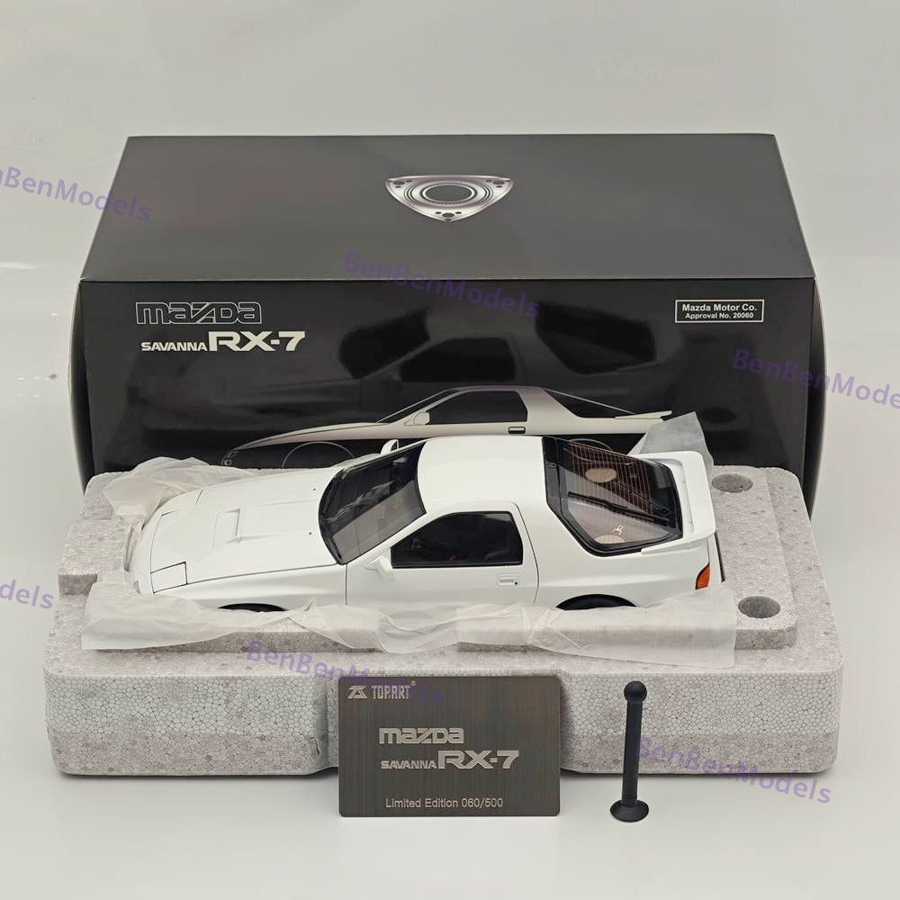 1/18 TopArt MODEL MAZDA RX7 FC3S 1989 White Diecast Model Toy Car Gifts