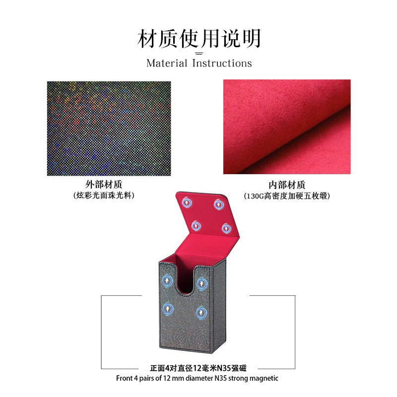 Holographic PU Magnetic Tarot POKEMON TCG PTCG CCG Deck Box Flip Top Card Storage Case