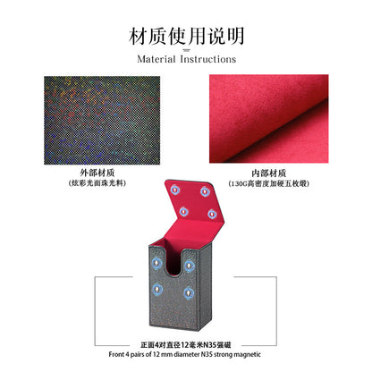 Holographic PU Magnetic Tarot POKEMON TCG PTCG CCG Deck Box Flip Top Card Storage Case
