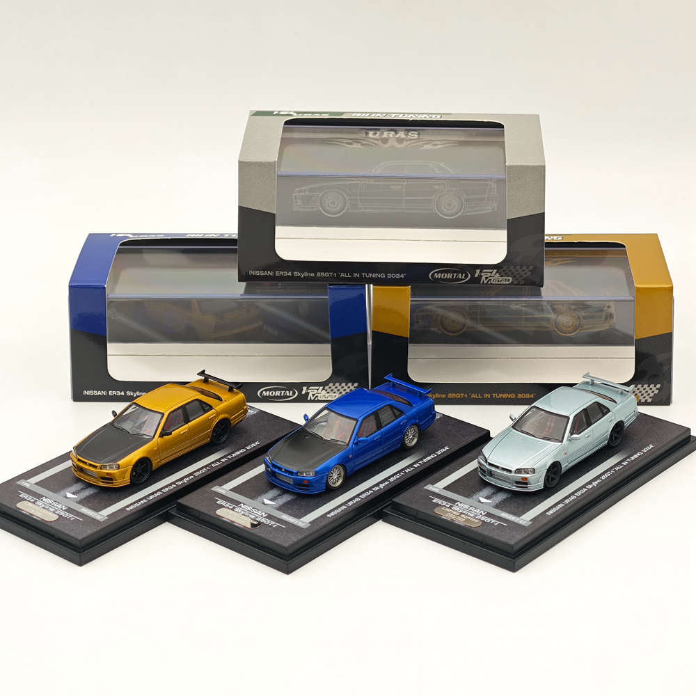 MORTAL 1:64 NISSAN SKYLINE ER34 Skyline 25GT-t Jouets miniatures moulés sous pression Modèles de voitures Collection de loisirs Cadeaux TOUT EN TUNING 2024 