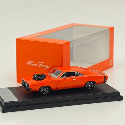 Mini Forge 1:64 1969 Charger Red with 1600 HP Twin-Turbo LS Diecast Motor