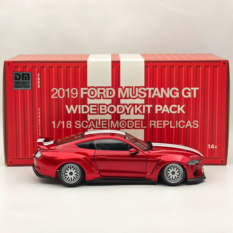 DM 1/18 Scale Model Replicas Ford Mustang GT 2019 Widebodykit Pack Red RHD Diecast Car Miniature Hobby