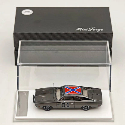 Limited Chrome Silver-Gray 1:64 General Lee Charger Mini Forge Diecast Model Car