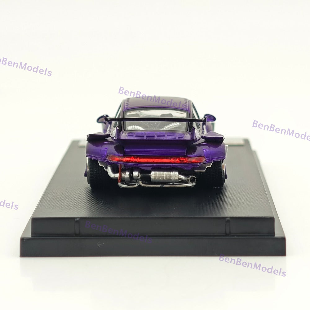 1:64 SW Porsche RWB 993 Purple Military Women's Low-Tail Glossy Diecast Model