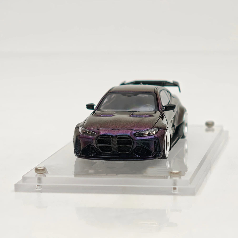 STREET WARRIOR SW 1:64 M4 Chameleon Magic Green Widebody Sports Model Diecast Metal Car Limited Collection