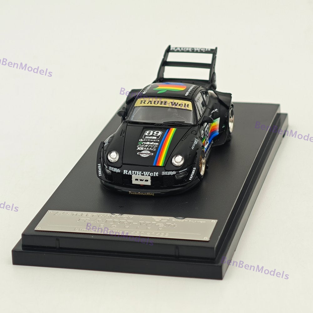 1:64 SW 911 RWB 993 Apple #89 Racing Sports Model Matt Black Diecast Model Car