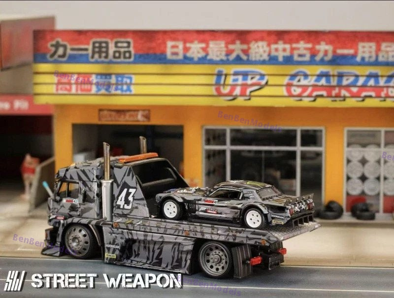 1:64 SW Ford Mustang 1965 Hoonicorn RTR V3 HORZON / KamaZ trailer Car Diecast