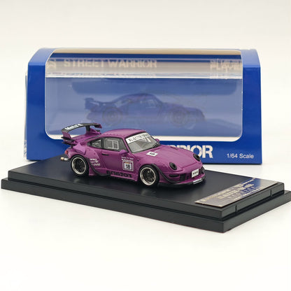 1:64 SW Purple 911 RWB 993 Apple #18 Modèle de voiture de sport de course en métal moulé sous pression 