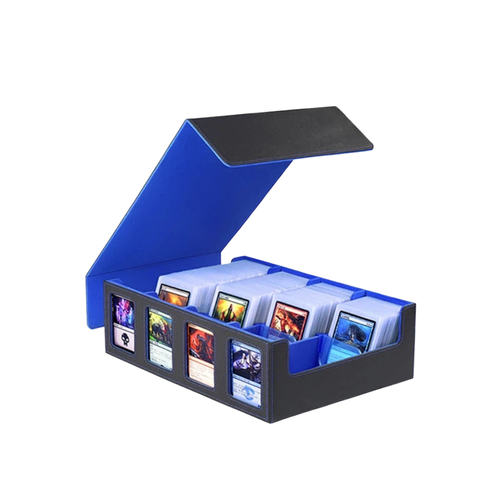 Large Capacity 4 Compartment Magnetic PU Card Storage Box with Display Windows Holds 3000+ TCG Trading Cards Deck Box