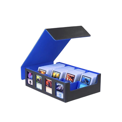 Large Capacity 4 Compartment Magnetic PU Card Storage Box with Display Windows Holds 3000+ TCG Trading Cards Deck Box