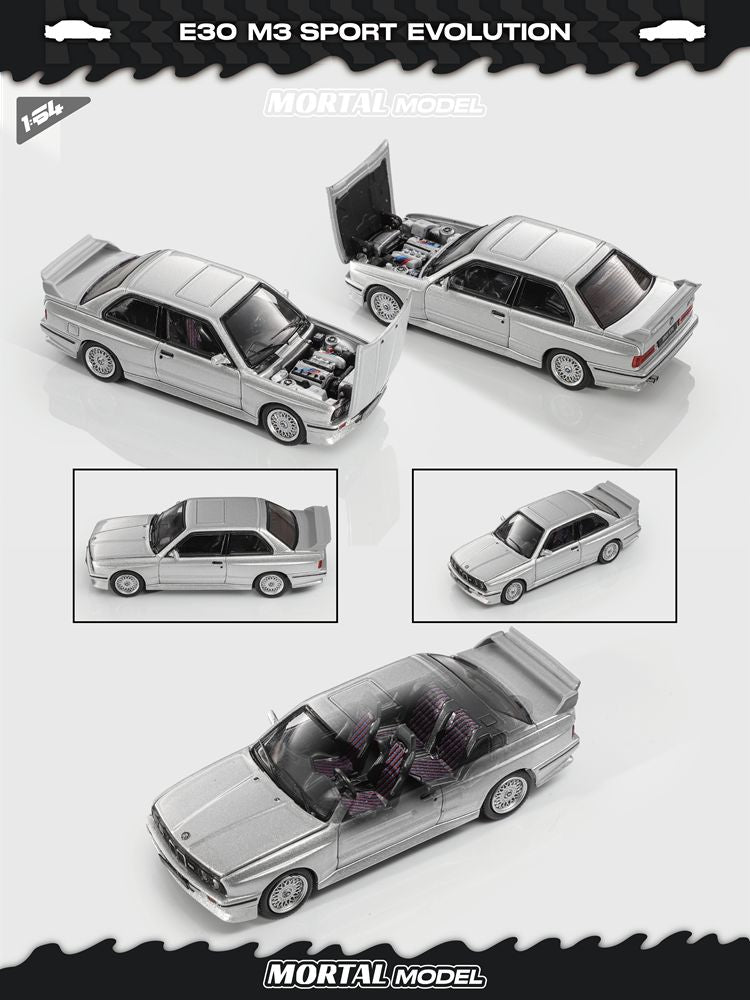 Pre-Sale Mortal 1:64 BMW E30 M3 SPORT EVOLUTION Alloy Openable Hood Diecast Toys Car Models Hobby Collection Gifts