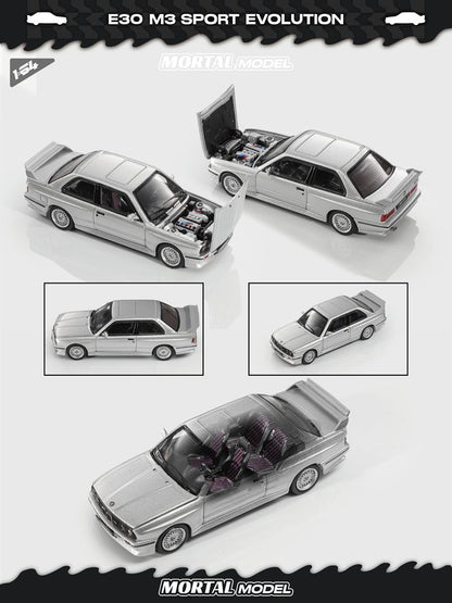 Pre-Sale Mortal 1:64 BMW E30 M3 SPORT EVOLUTION Alloy Openable Hood Diecast Toys Car Models Hobby Collection Gifts