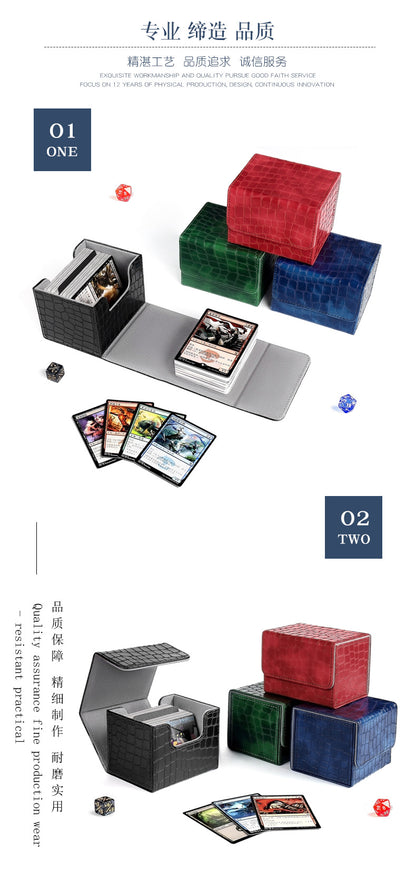 Magnetic Flip PU Card Deck Box Croc Grain Side Insert Trading Card Storage Box For Collectible Cards