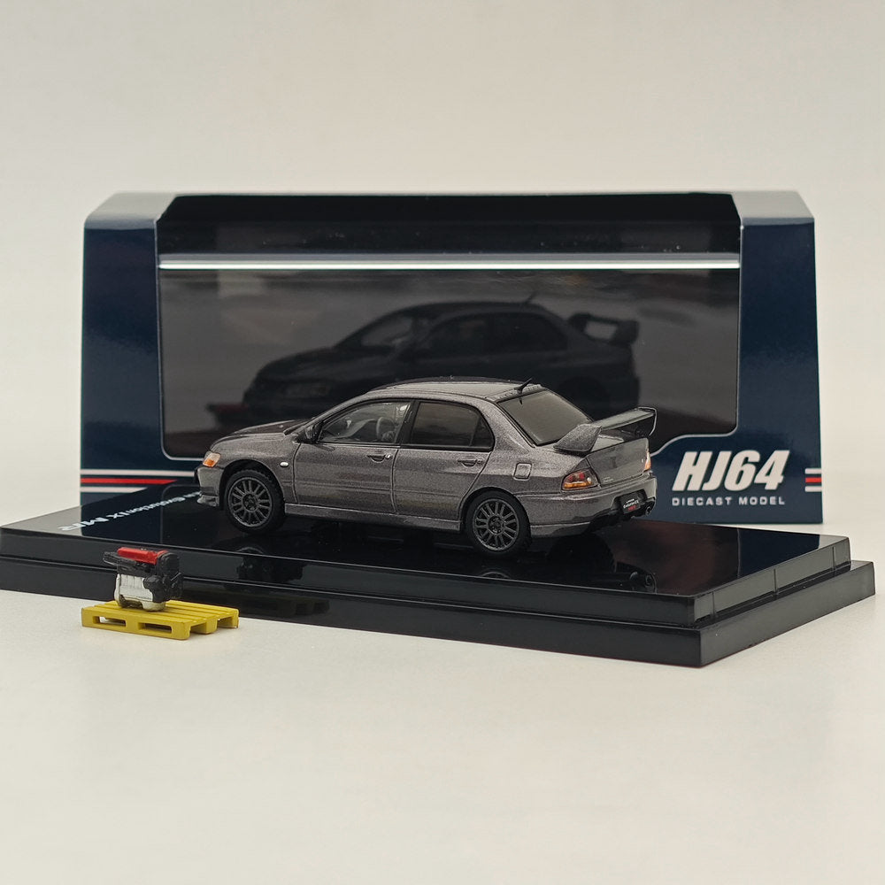 Hobby Japan 1:64 Lancer GSR Evolution IX MR with Engine Display Model Medium Purplish Gray Mica HJ647054MP Diecast Model Car Limited Collection