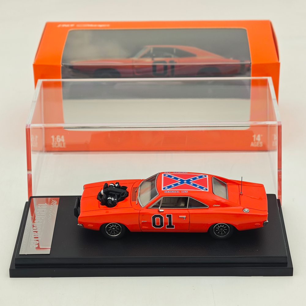 Mini Forge 1:64 1969 Charger General Lee Red with 1600 HP Twin-Turbo LS Diecast Motor