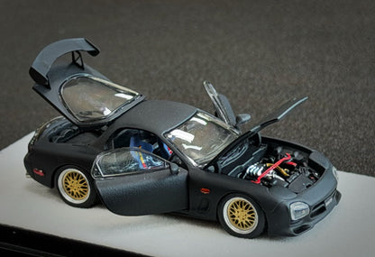 PGM 1:64 Mazda RX7 Regular/Luxury Matte Black Can Open The Doors and Covers