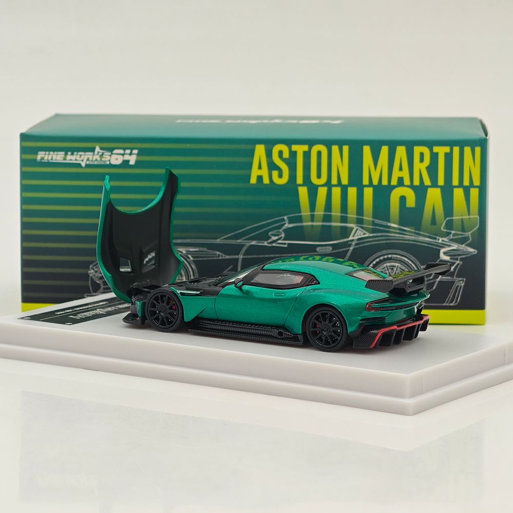 Fine Works64 1/64 Aston Martin Vulcan Diecast Model Car - Opening Hood, Metal Base & Rubber Tires | Limited Edition 999 Units