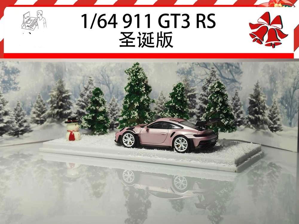 MODEL-J 1:64 911 992 GT3 RS Christmas Scene Diecast Toys Car Models Miniature Hobby Collection Gifts