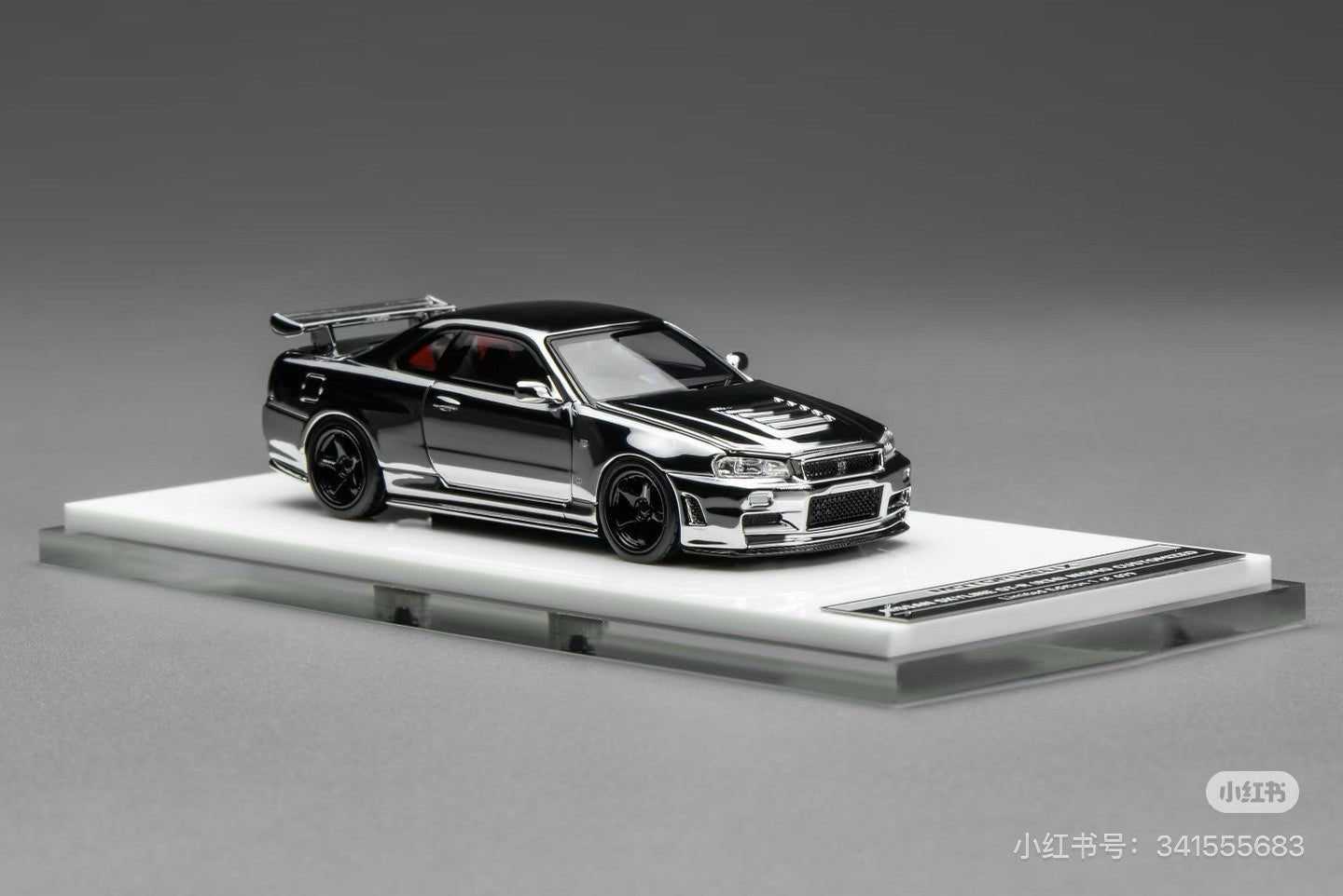 MOTORHELIX 1:64 Diecast GT Show for GT-R (R34) Custom Electroplating Silver Toys Car Model Gifts