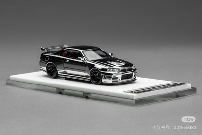 MOTORHELIX 1:64 Diecast GT Show for GT-R (R34) Custom Electroplating Silver Toys Car Model Gifts