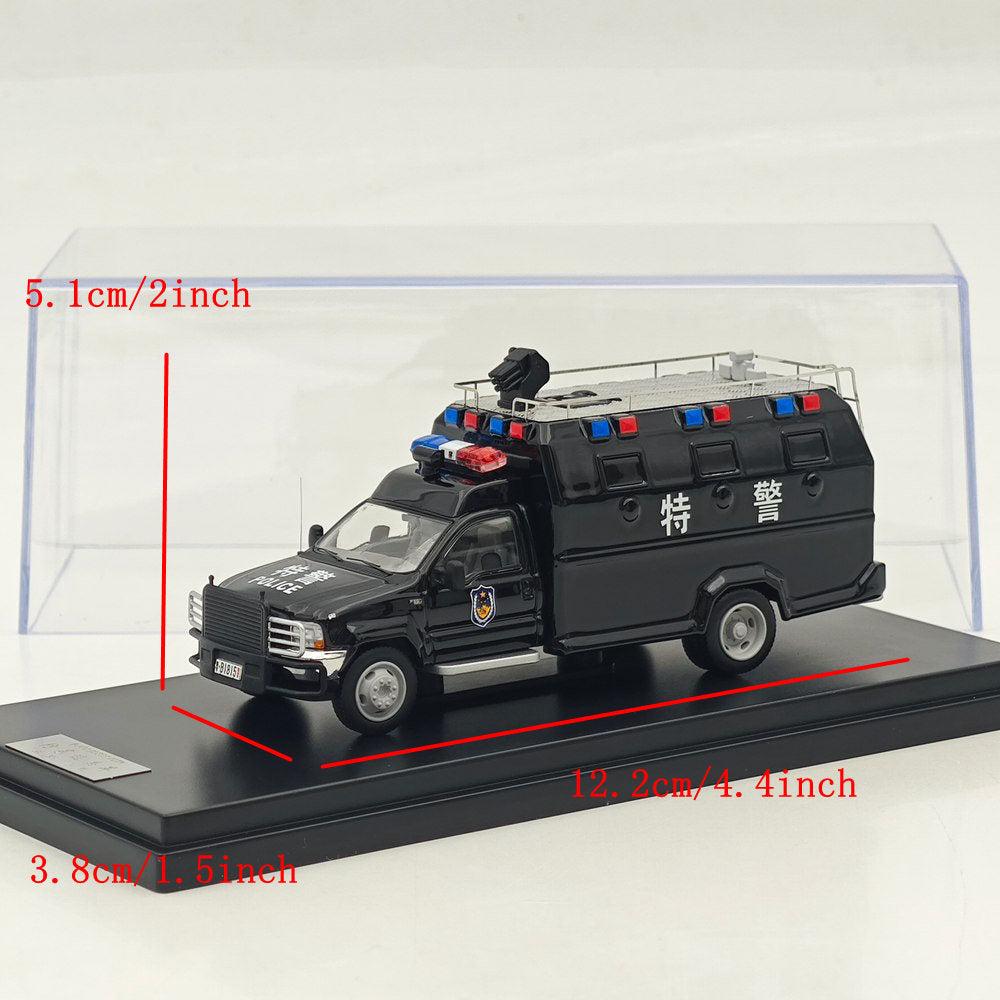 The Art of Model 1:64 F550 Super Duty Anty-Riot Personnel Carrier Black SWAT Livery Diecast Model Car