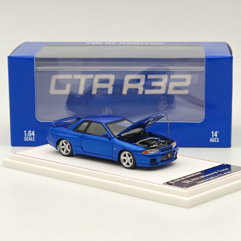 1:64 FH Nissan Skyline GTR R32 Nismo S-Tune Sports Blue Model Diecast Metal Car Collection Auto Gift