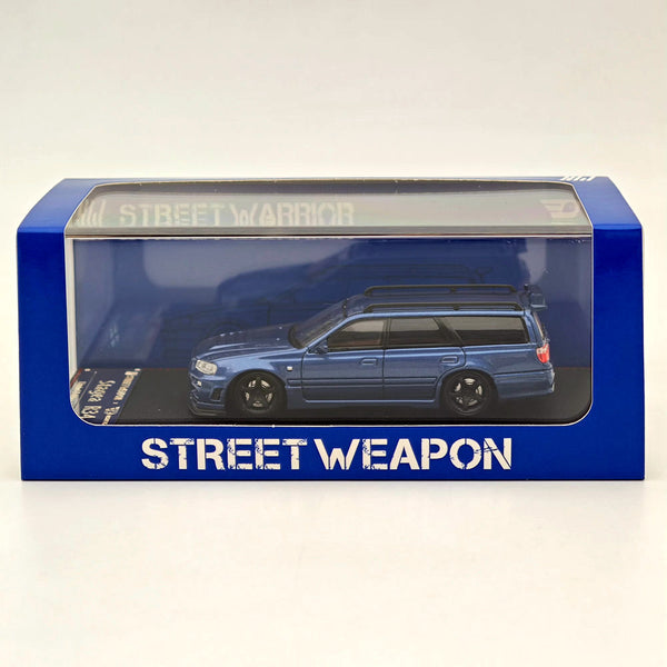 1:64 Street Weapon Nissan Stagea Skyline GT-R R34 Wagon Racing Blue  Diecast Car