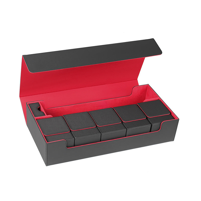 Multi Functional PU Magnetic Card Storage Box Large Holder For 500+ TCG Cards With Dice Compartment & Playmat Pocket