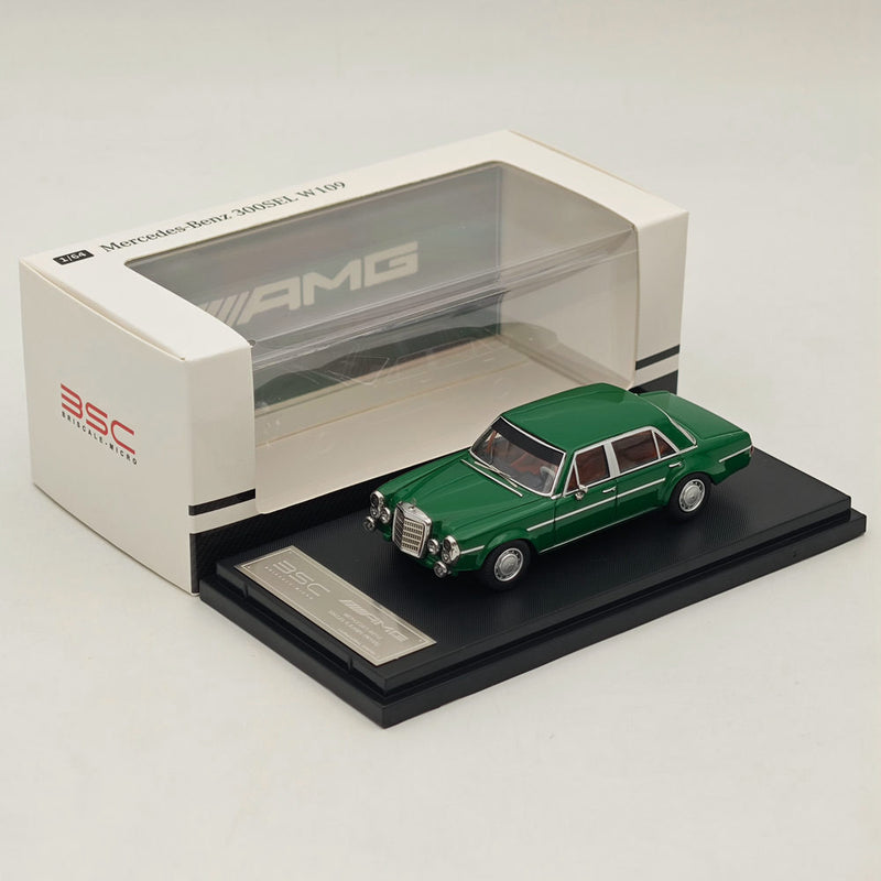 BSC 1:64 Mercedes Benz 300SEL W109 AMG Green Diecast Car Model Toy Collections