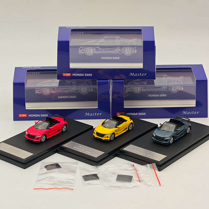 Master 1:64 Honda S660 Mugen Cabriolet Jouets moulés sous pression Modèles de voitures Collection Cadeaux Édition limitée