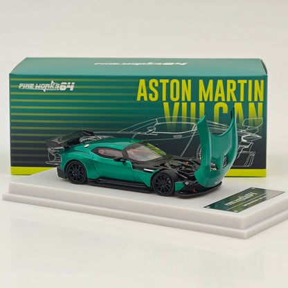 Fine Works64 1/64 Aston Martin Vulcan Diecast Model Car - Opening Hood, Metal Base & Rubber Tires | Limited Edition 999 Units