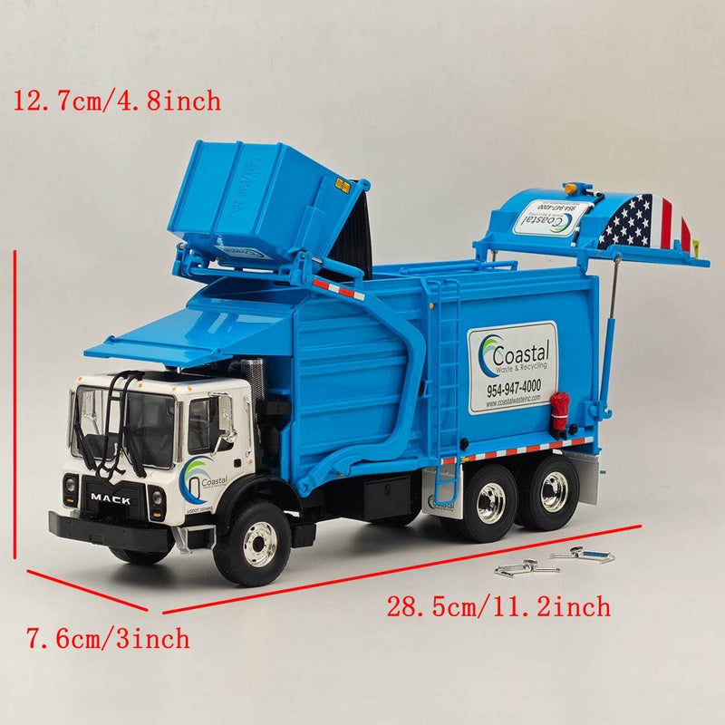 FIRST GEAR 1/34 Mack TerraPro with Wittke Front End Load Refuse Truck Blue 10-4284 DIECAST Model Truct Collection