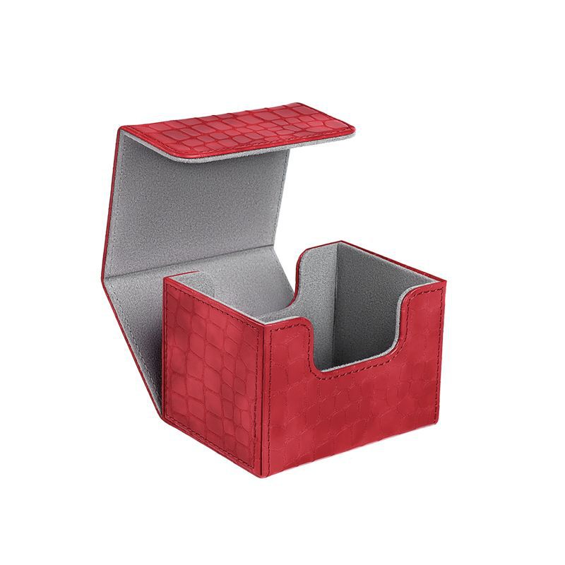 Magnetic Flip PU Card Deck Box Croc Grain Side Insert Trading Card Storage Box For Collectible Cards