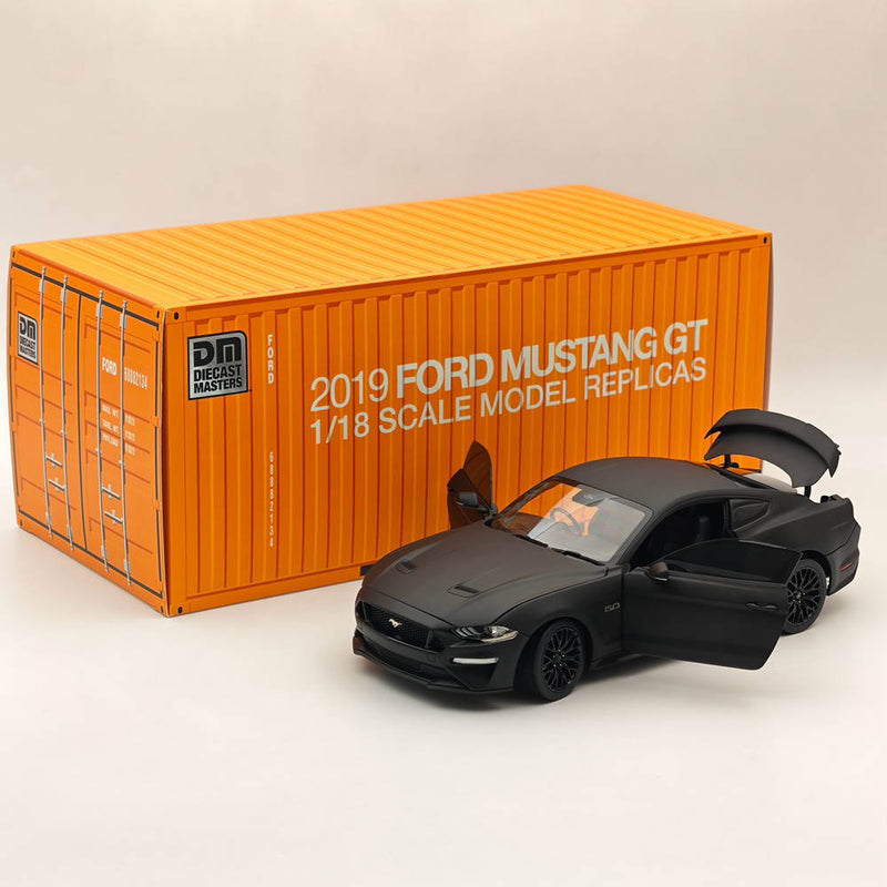 DM 1/18 Scale Model Replicas Ford Mustang GT 2019 Matte Black RHD Diecast Car Miniature Hobby